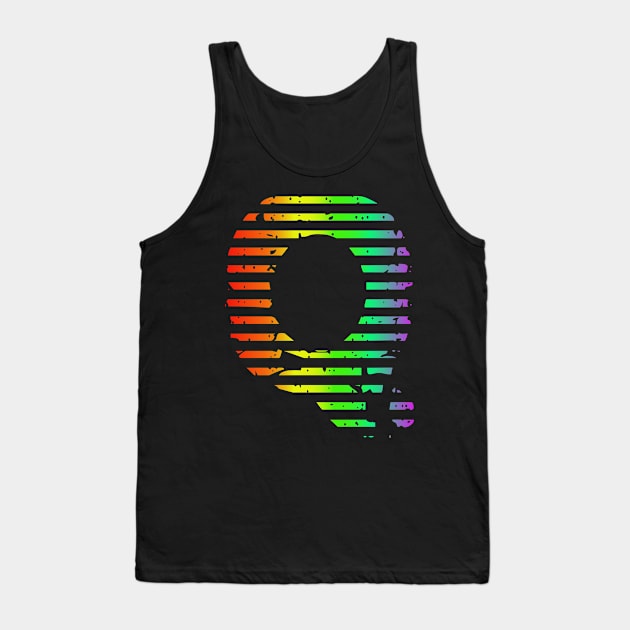 Q Letter Rainbow Paint Gift Idea Tank Top by Macphisto Shirts